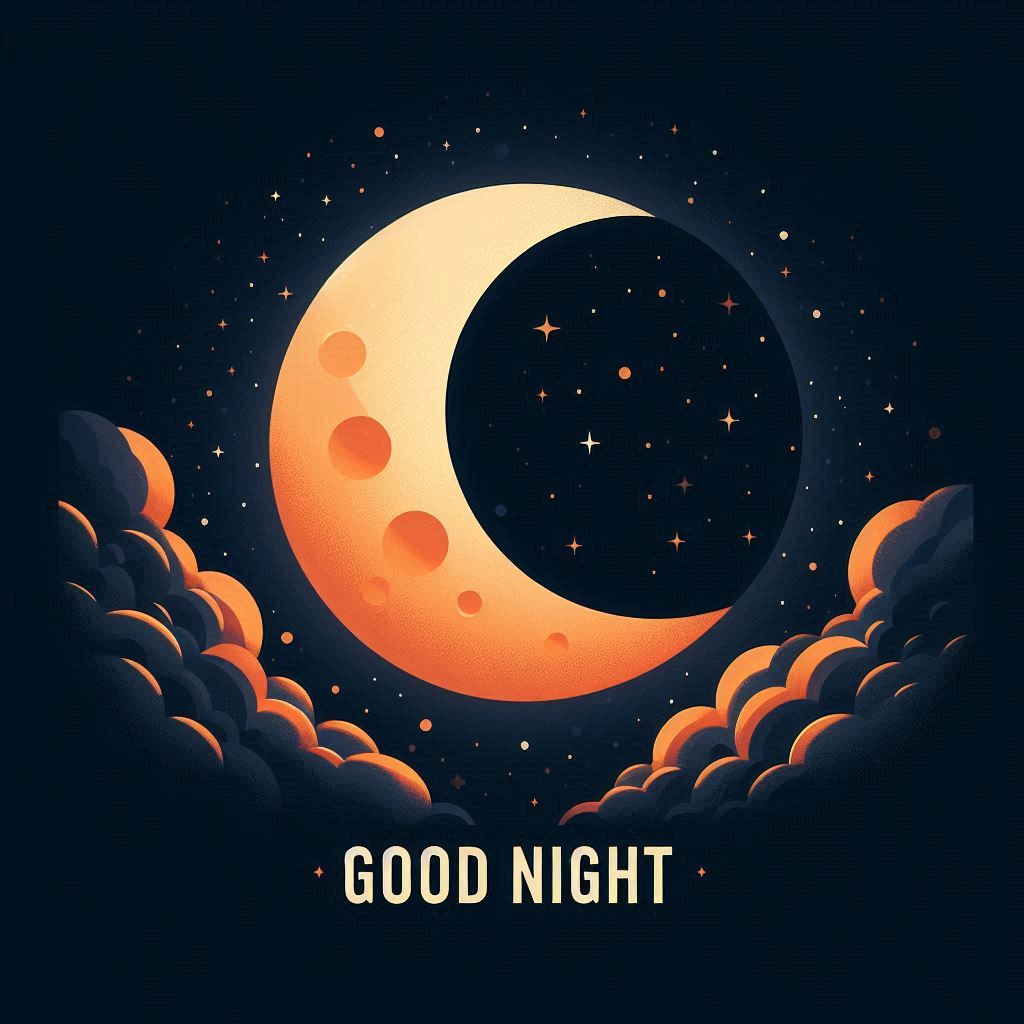 A crescent moon shines brightly in the night sky A crescent moon shines brightly in the night sky