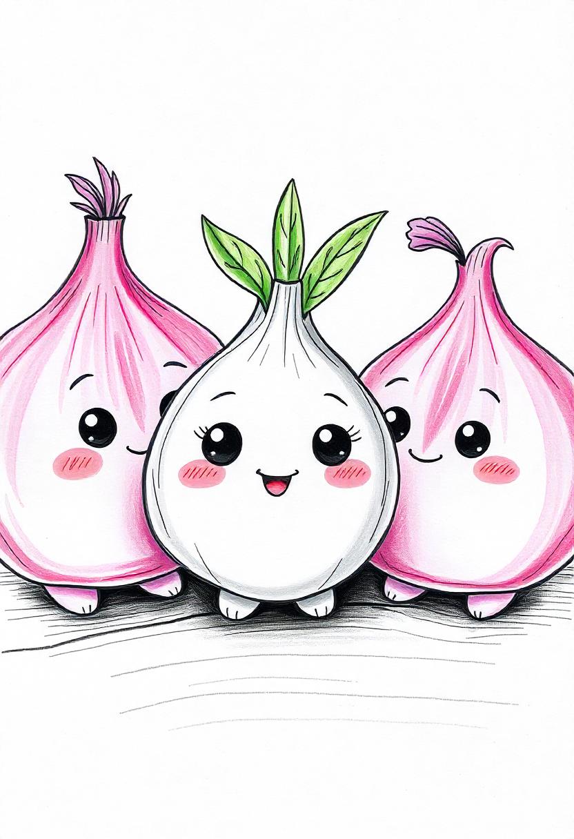 Three cute onions smile for the camera Three cute onions smile for the camera