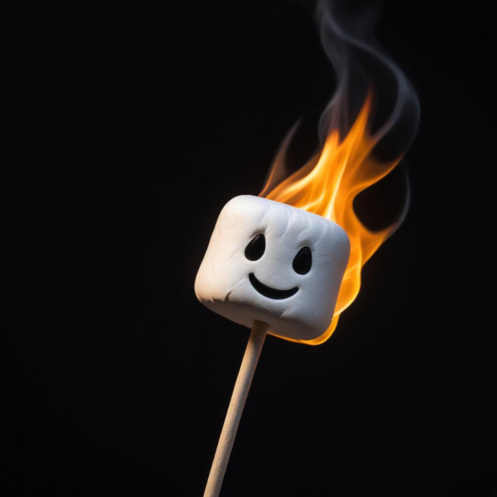 A smiling marshmallow is on fire A smiling marshmallow is on fire