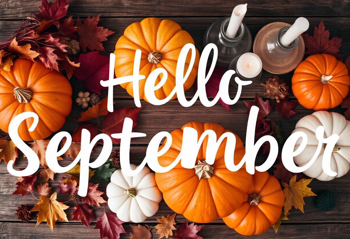 Pumpkins and leaves welcome september Pumpkins and leaves welcome september