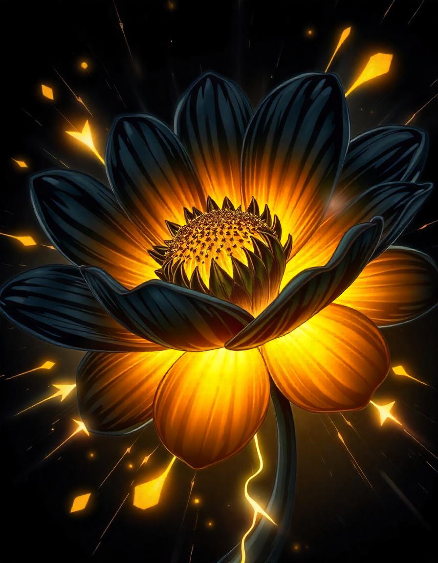 A glowing flower blooms in the darkness A glowing flower blooms in the darkness