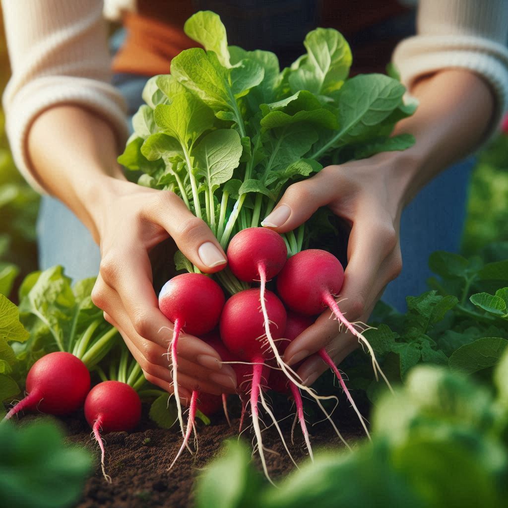 Freshly picked radishes from the garden Freshly picked radishes from the garden