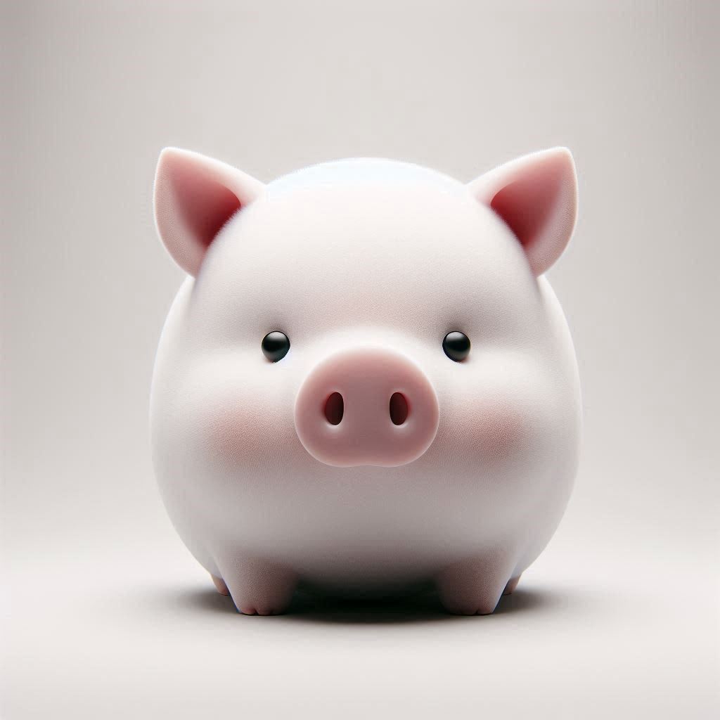A white piggy bank sits on a plain background A white piggy bank sits on a plain background