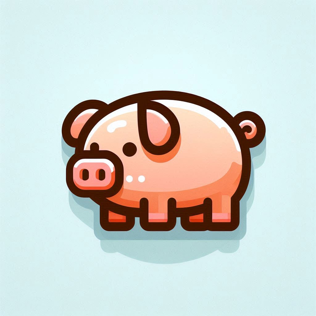 A cartoon pig is standing on a light blue background A cartoon pig is standing on a light blue background