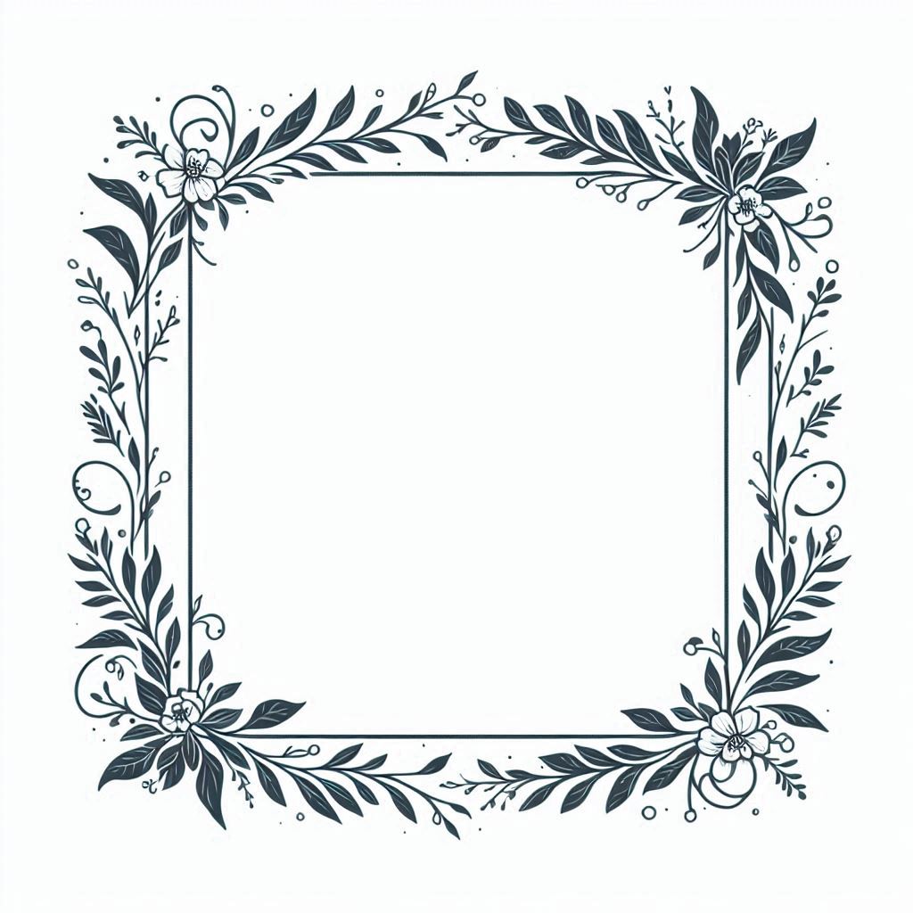 A simple floral frame with leaves and flowers A simple floral frame with leaves and flowers