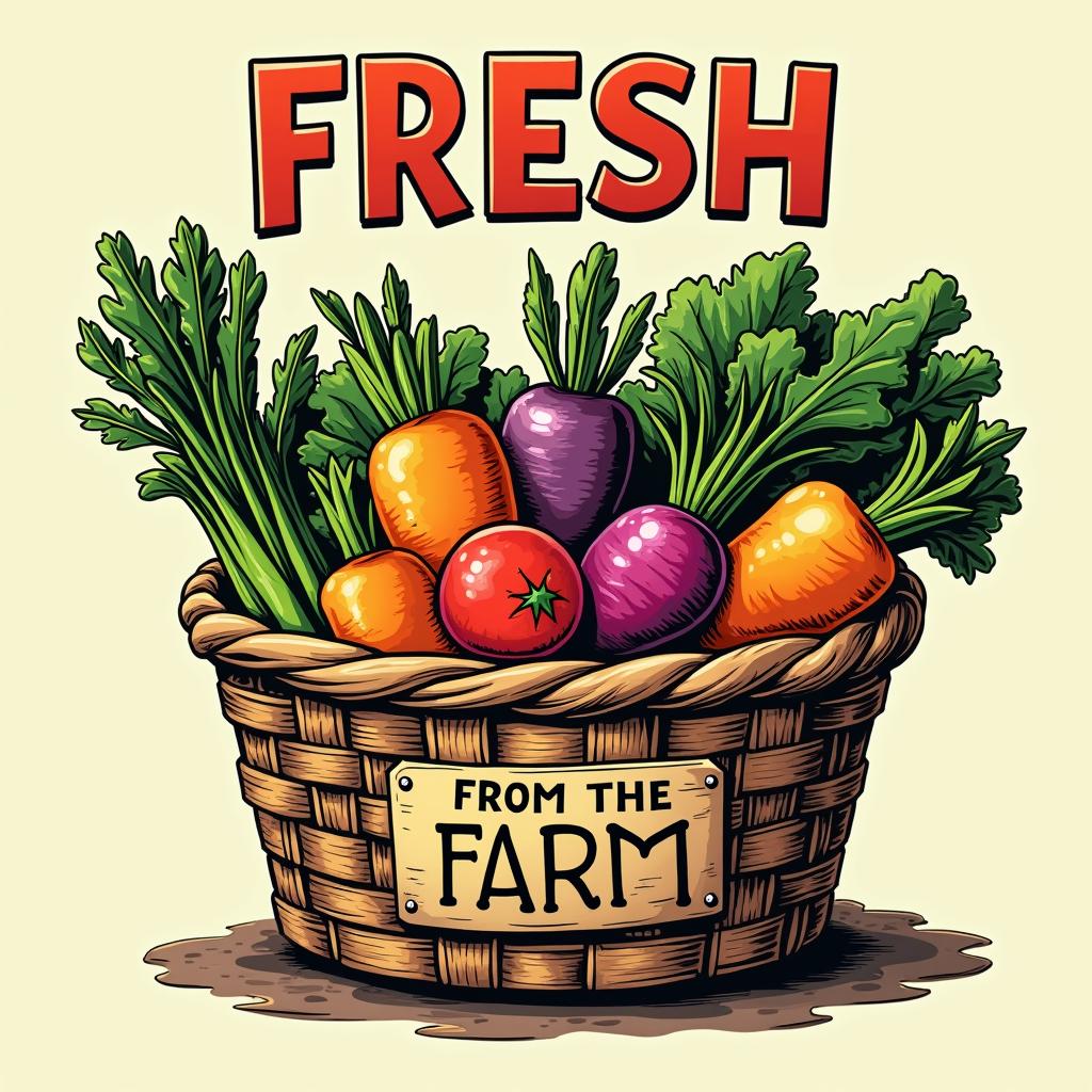 A basket of fresh produce from the farm A basket of fresh produce from the farm