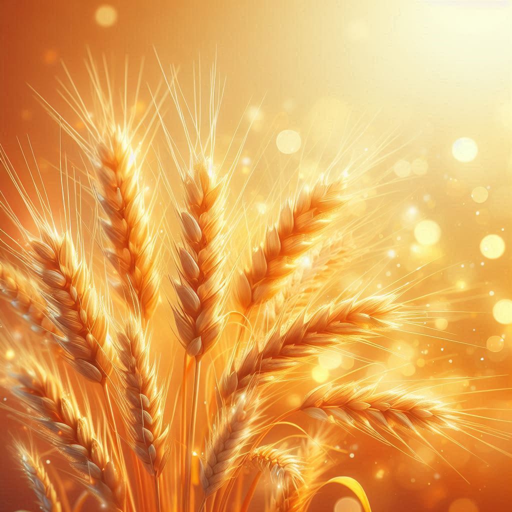 Golden wheat stalks glow in the warm sunlight Golden wheat stalks glow in the warm sunlight