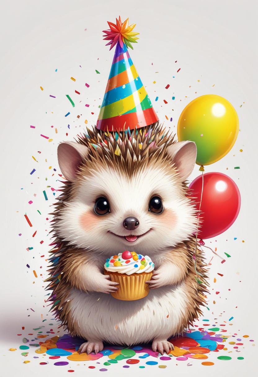 Hedgehog's birthday with a cupcake and balloons! Hedgehog's birthday with a cupcake and balloons!