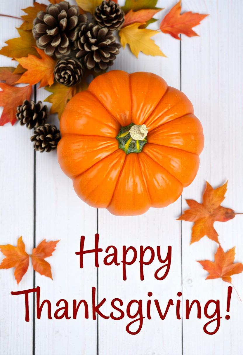 An orange pumpkin sits on a white wooden surface An orange pumpkin sits on a white wooden surface