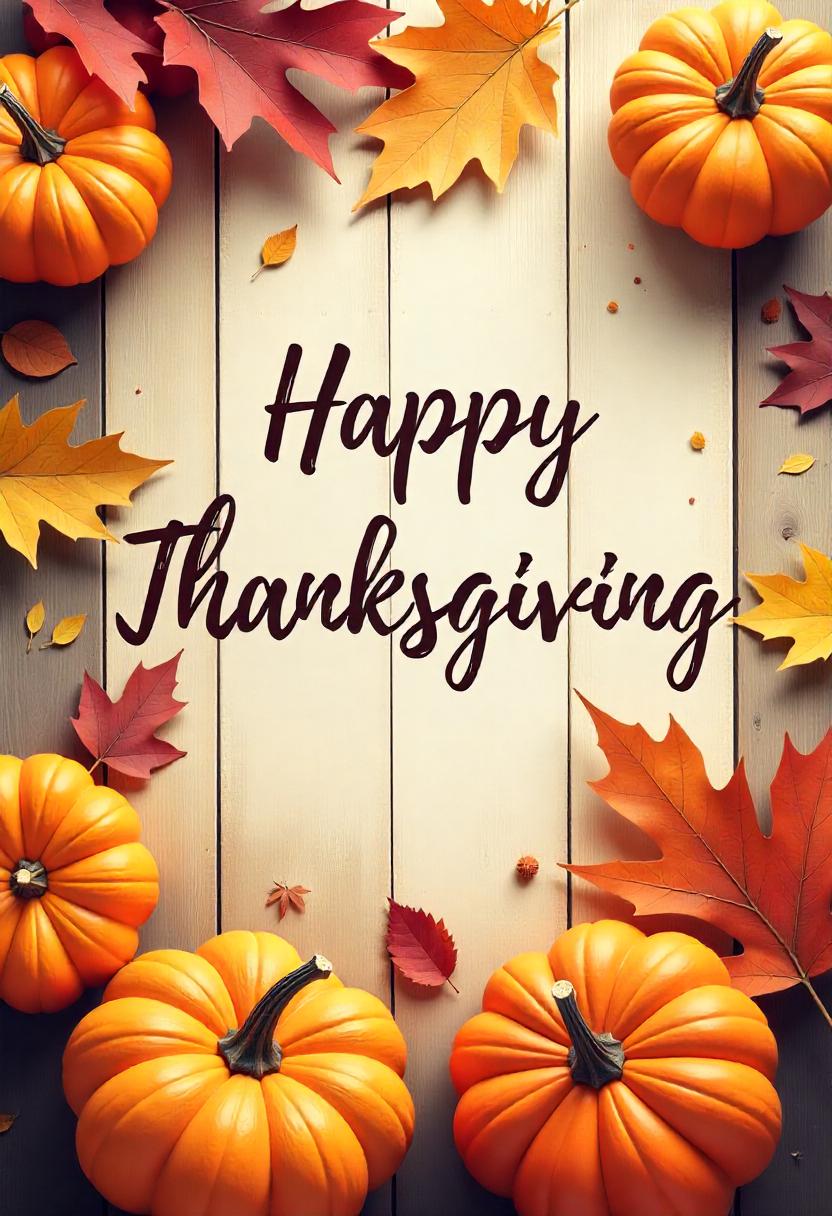 Happy thanksgiving with pumpkins and fall leaves Happy thanksgiving with pumpkins and fall leaves