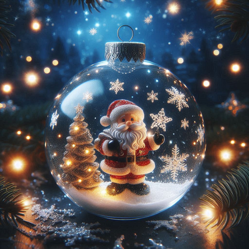 Santa claus is inside a christmas ornament Santa claus is inside a christmas ornament