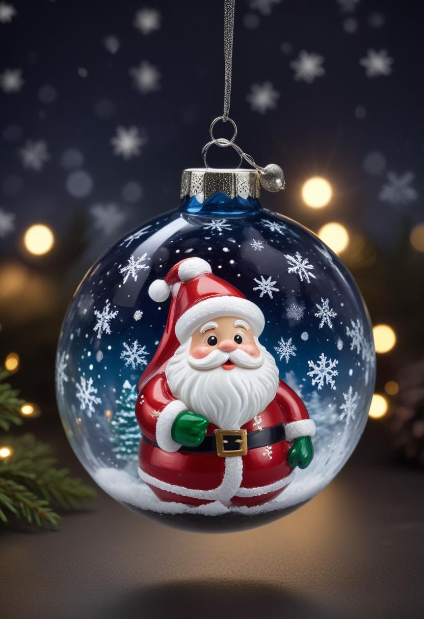 Santa claus glass ornament hangs on a string Santa claus glass ornament hangs on a string