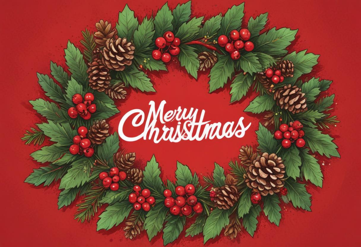 A festive christmas wreath with pine cones and red berries A festive christmas wreath with pine cones and red berries