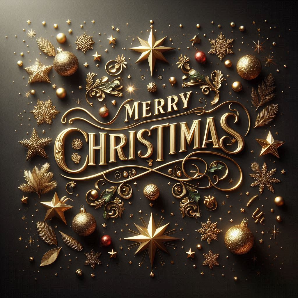 Stars and gold ornaments frame merry christmas! Stars and gold ornaments frame merry christmas!