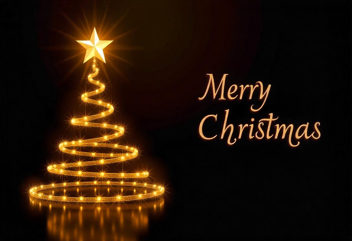 A golden christmas tree with a star on top A golden christmas tree with a star on top