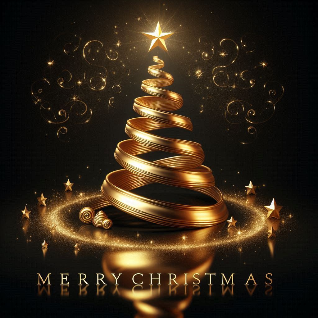 A golden christmas tree with a star on top A golden christmas tree with a star on top