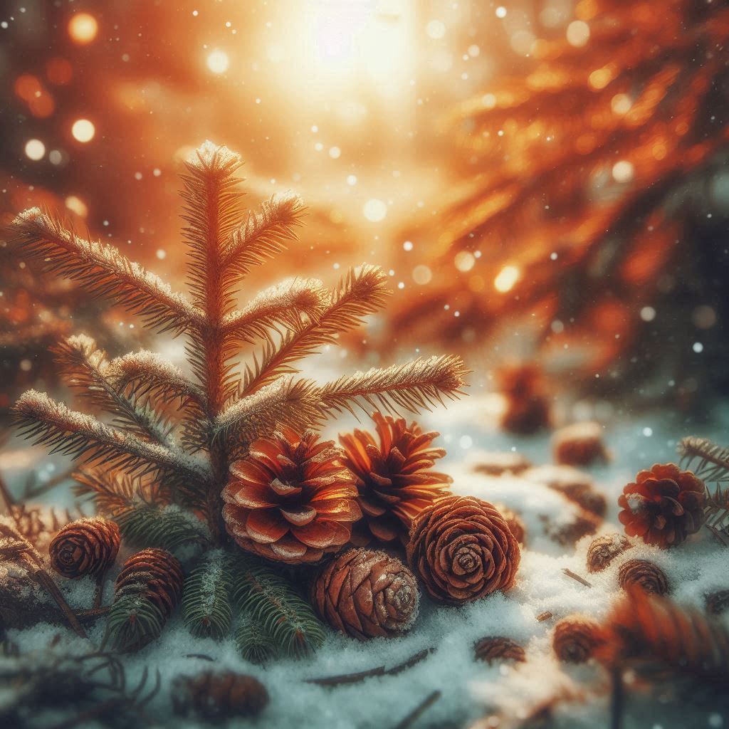 Pine cones in the snow on a winter day Pine cones in the snow on a winter day