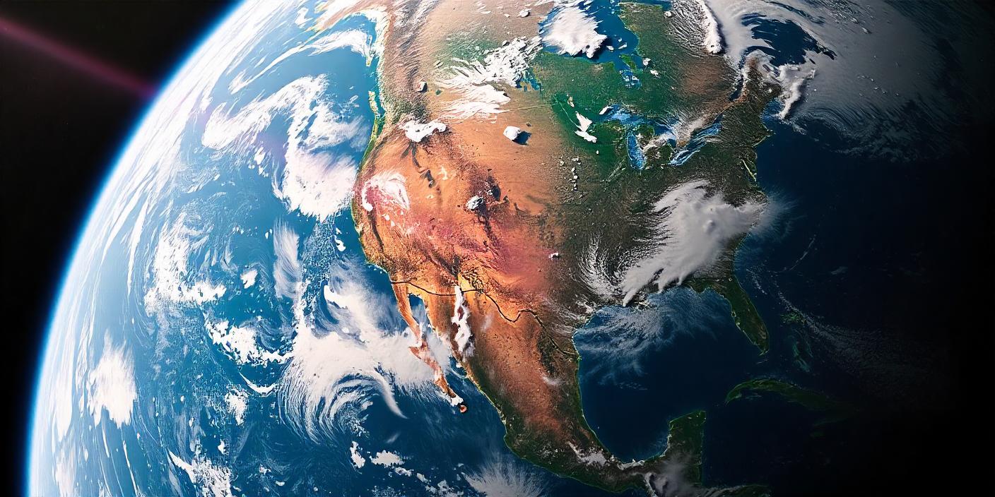 A view of earth from space, showing north america A view of earth from space, showing north america
