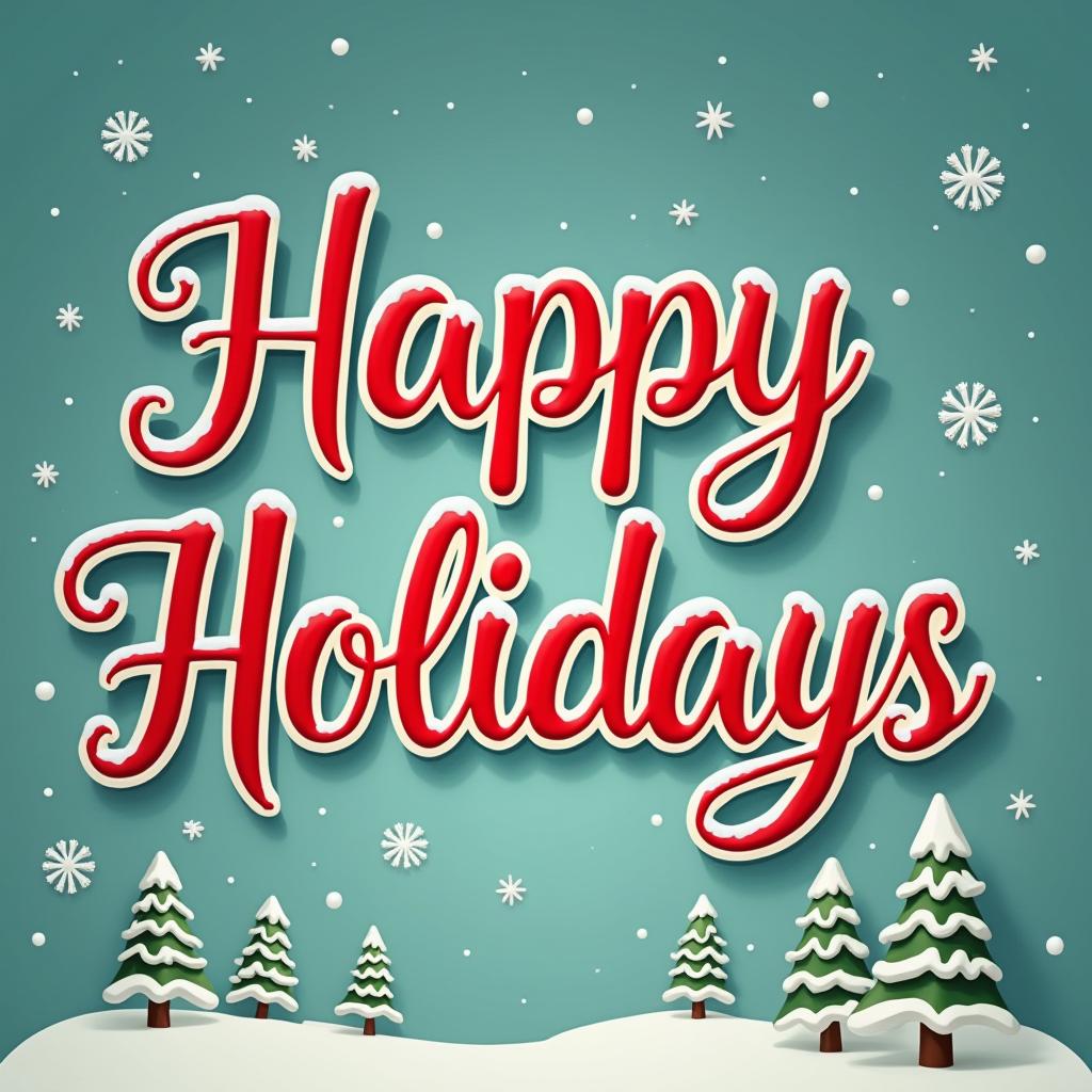 Happy holidays with snowy trees Happy holidays with snowy trees