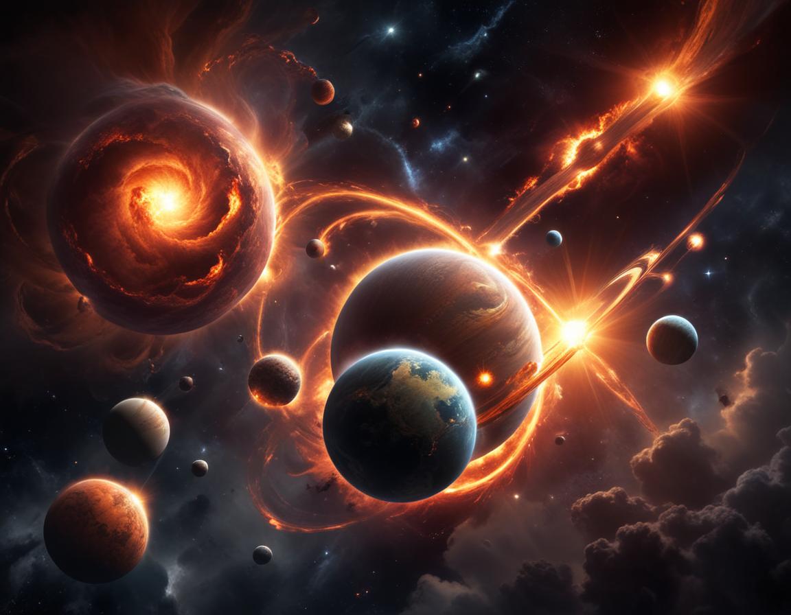 A fiery explosion occurs in the vastness of space A fiery explosion occurs in the vastness of space