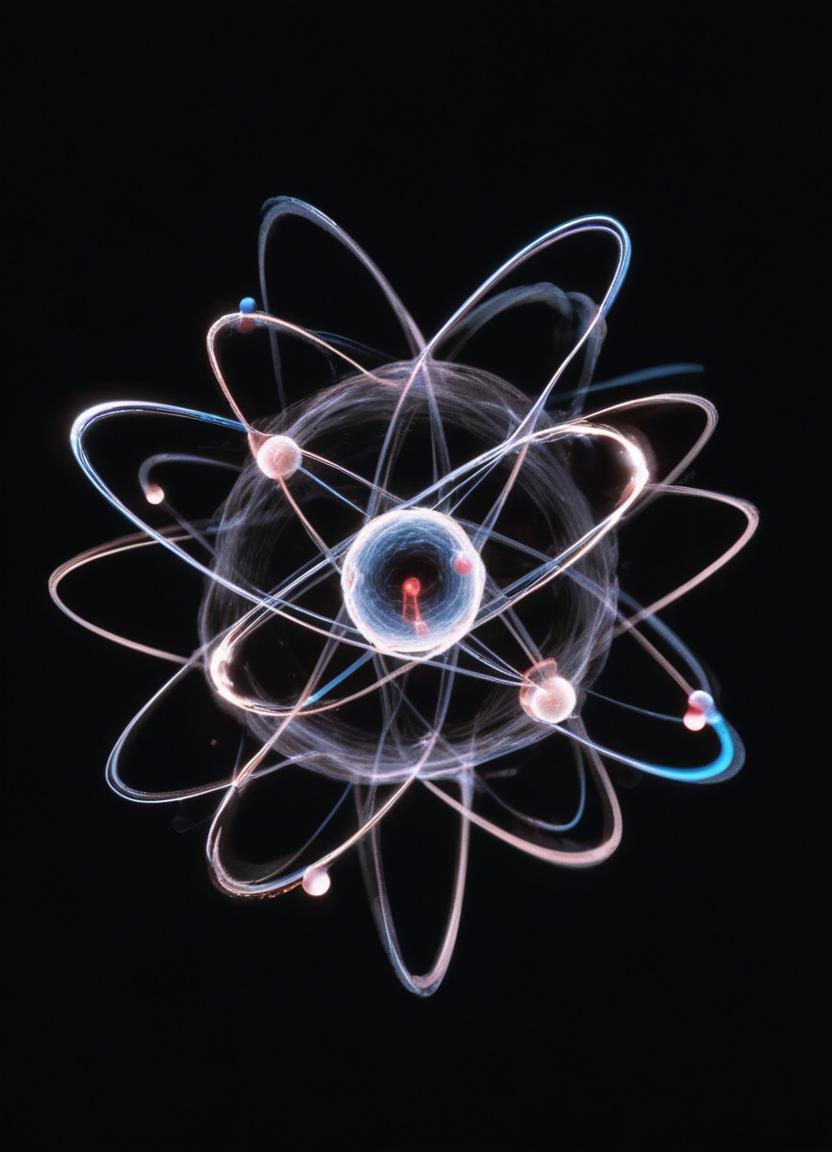 A glowing atom model on a black background A glowing atom model on a black background