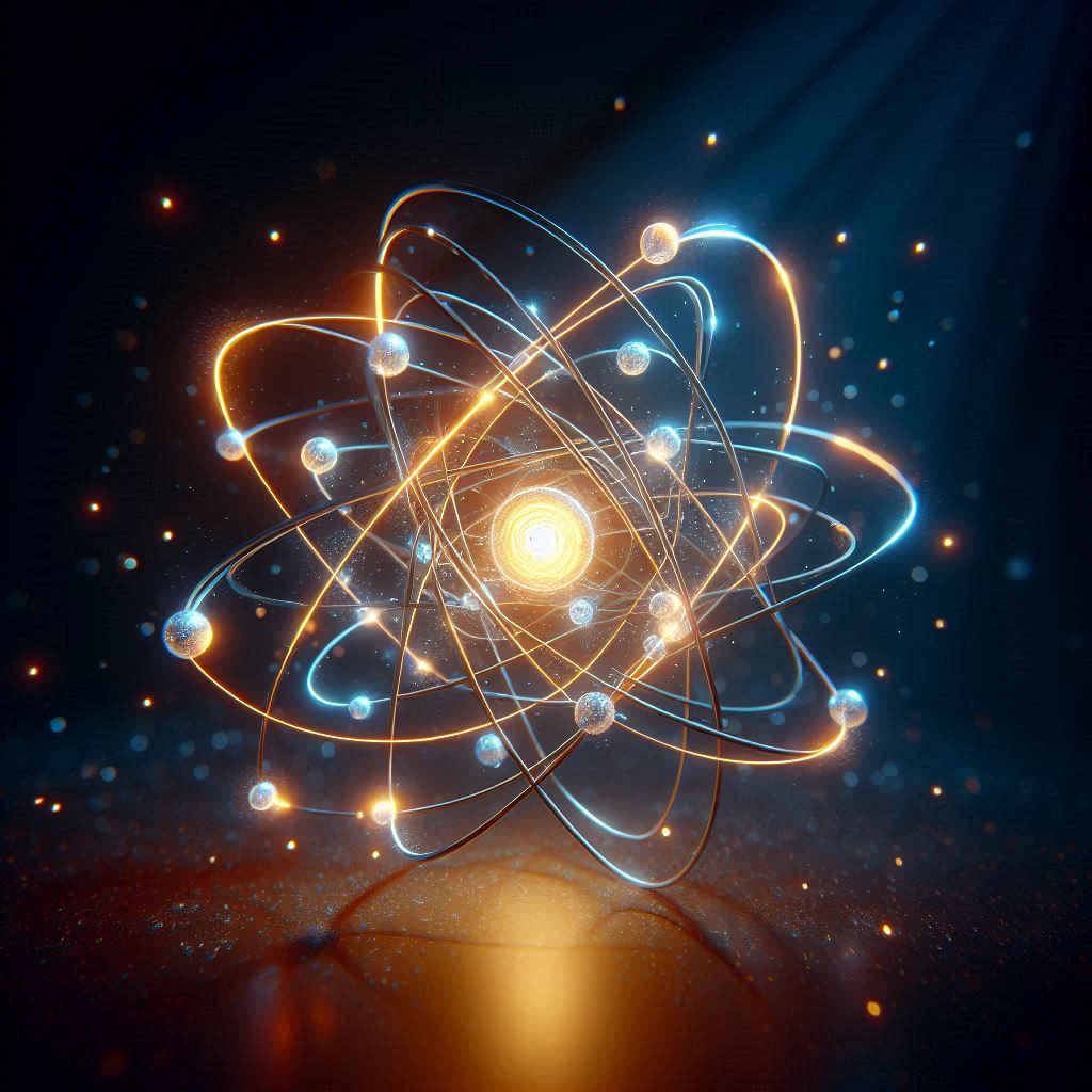 A glowing atomic model with a bright center A glowing atomic model with a bright center