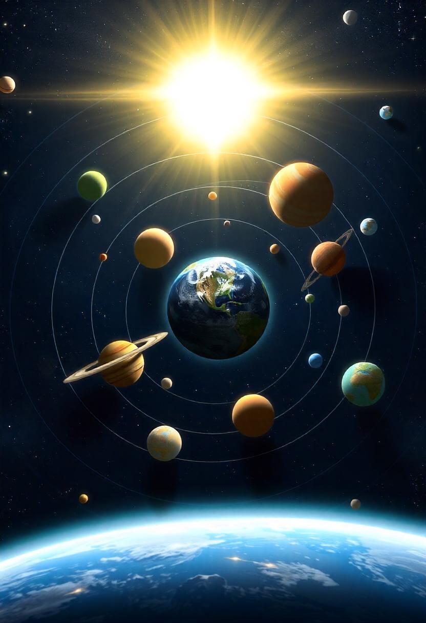 A bright sun shines on a vibrant solar system A bright sun shines on a vibrant solar system