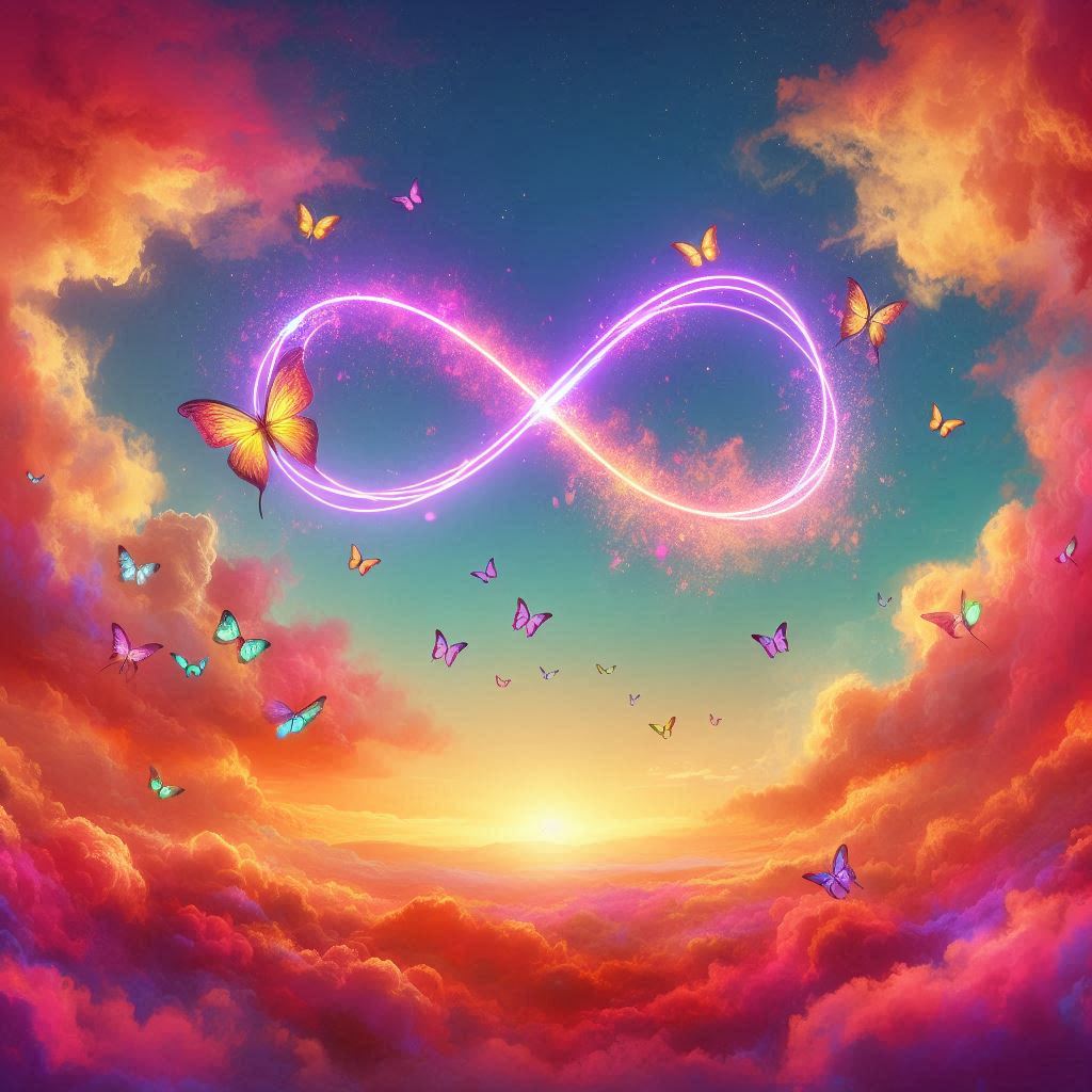 Butterflies circle an infinity symbol in the sky Butterflies circle an infinity symbol in the sky