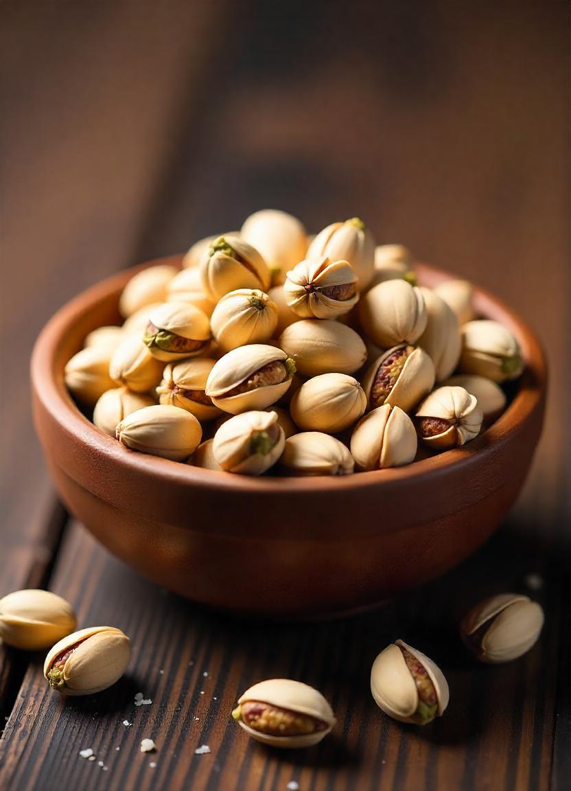 A bowl of pistachios on a wooden table A bowl of pistachios on a wooden table