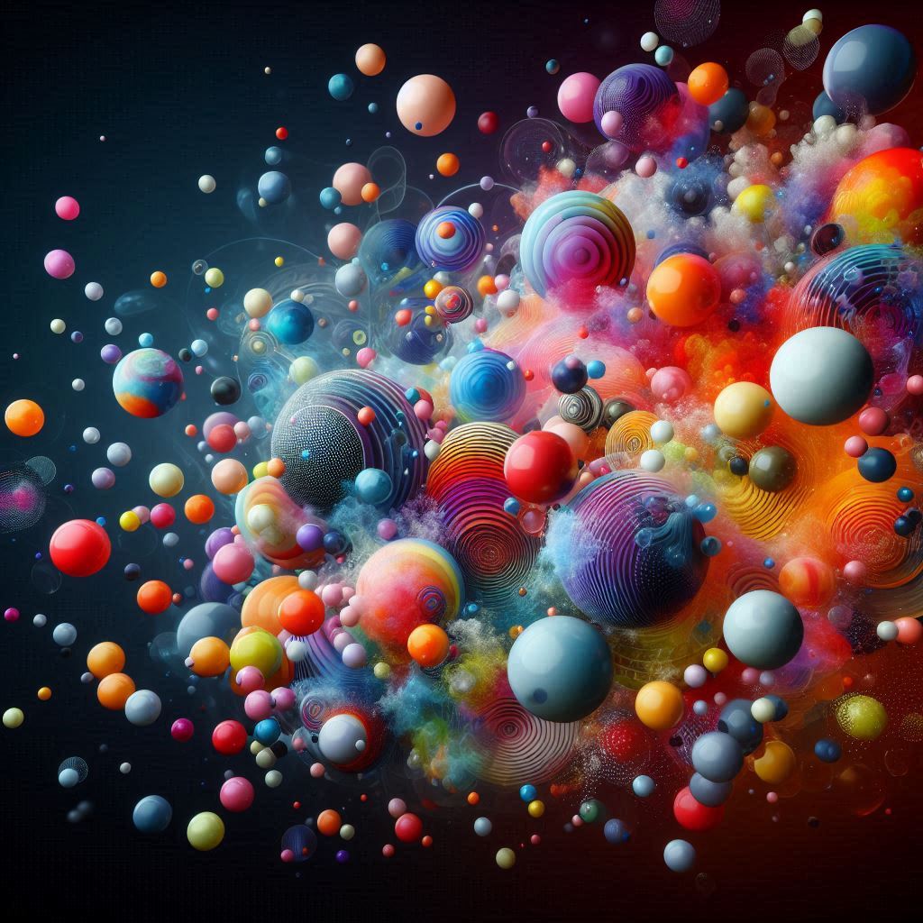 Colorful spheres float in the air Colorful spheres float in the air