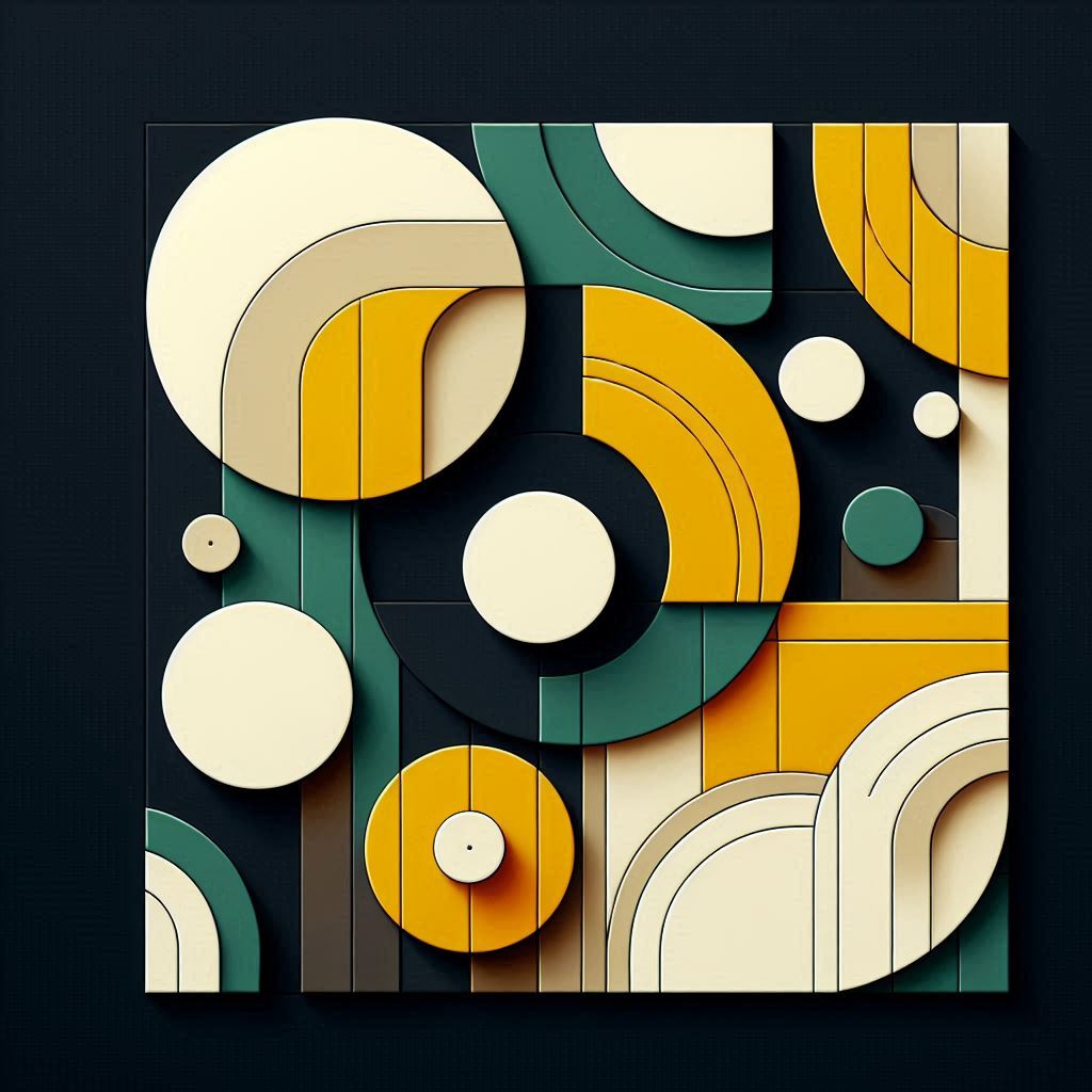 Abstract geometric shapes in yellow, green, and white Abstract geometric shapes in yellow, green, and white