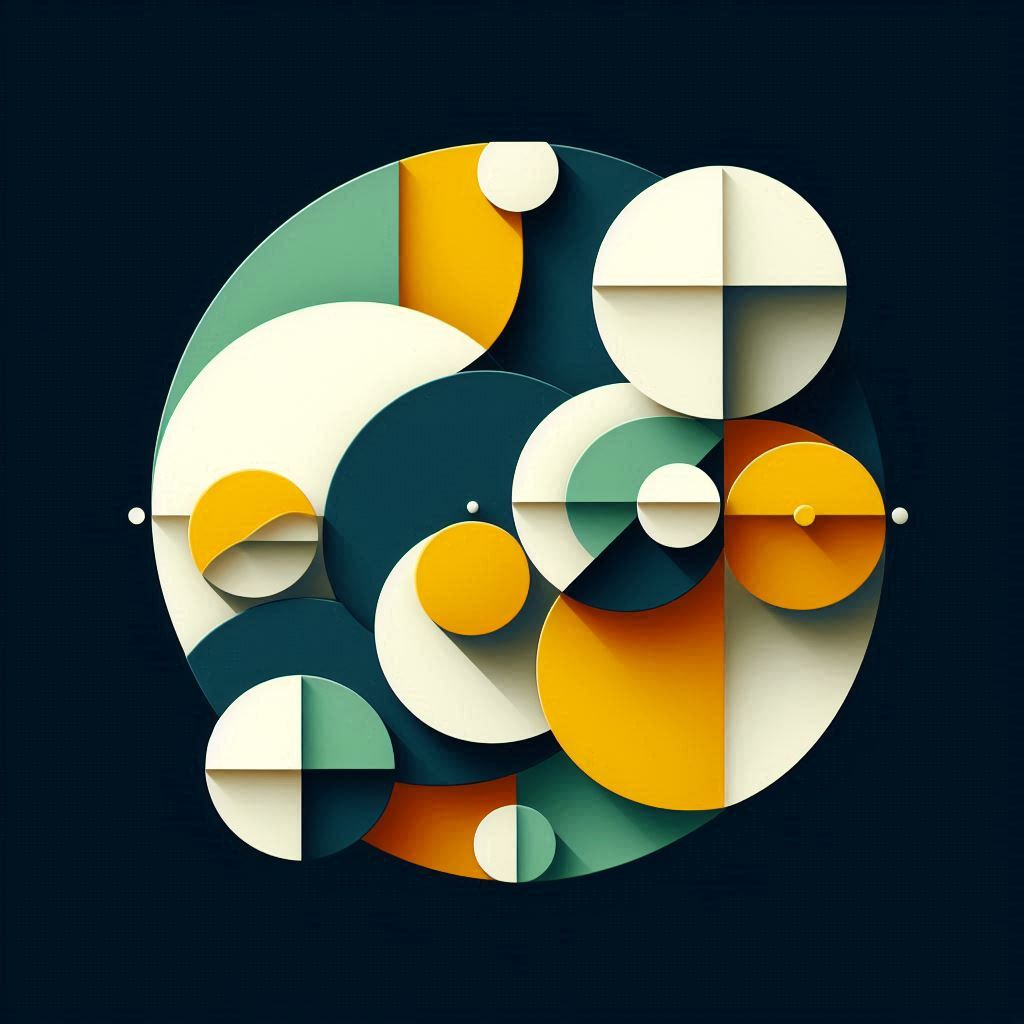 Colorful abstract design with overlapping teal circles Colorful abstract design with overlapping teal circles