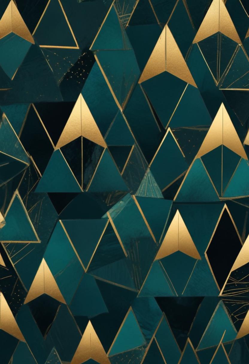 A teal and gold geometric pattern is shown A teal and gold geometric pattern is shown
