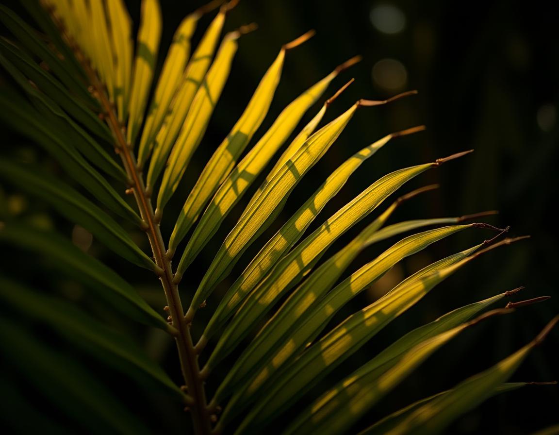 A palm frond glows in the afternoon sun A palm frond glows in the afternoon sun