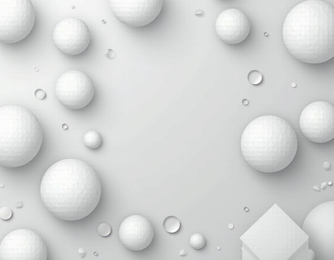 White spheres and drops on a gray background White spheres and drops on a gray background