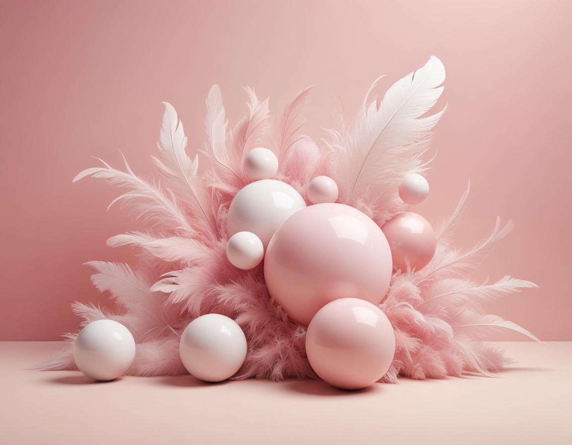 Pink spheres surrounded by feathers Pink spheres surrounded by feathers
