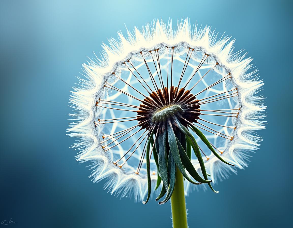 Dandelion fluff against a blue sky Dandelion fluff against a blue sky