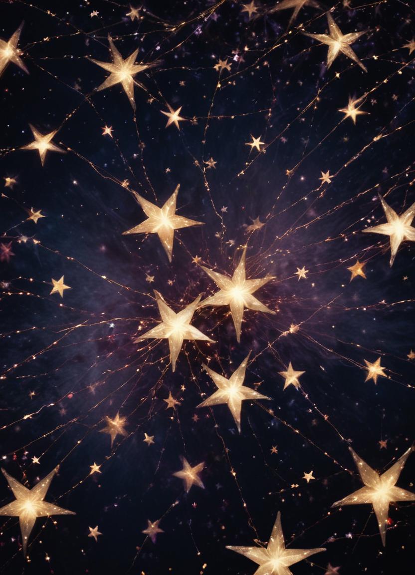 Golden stars twinkle against a dark sky Golden stars twinkle against a dark sky