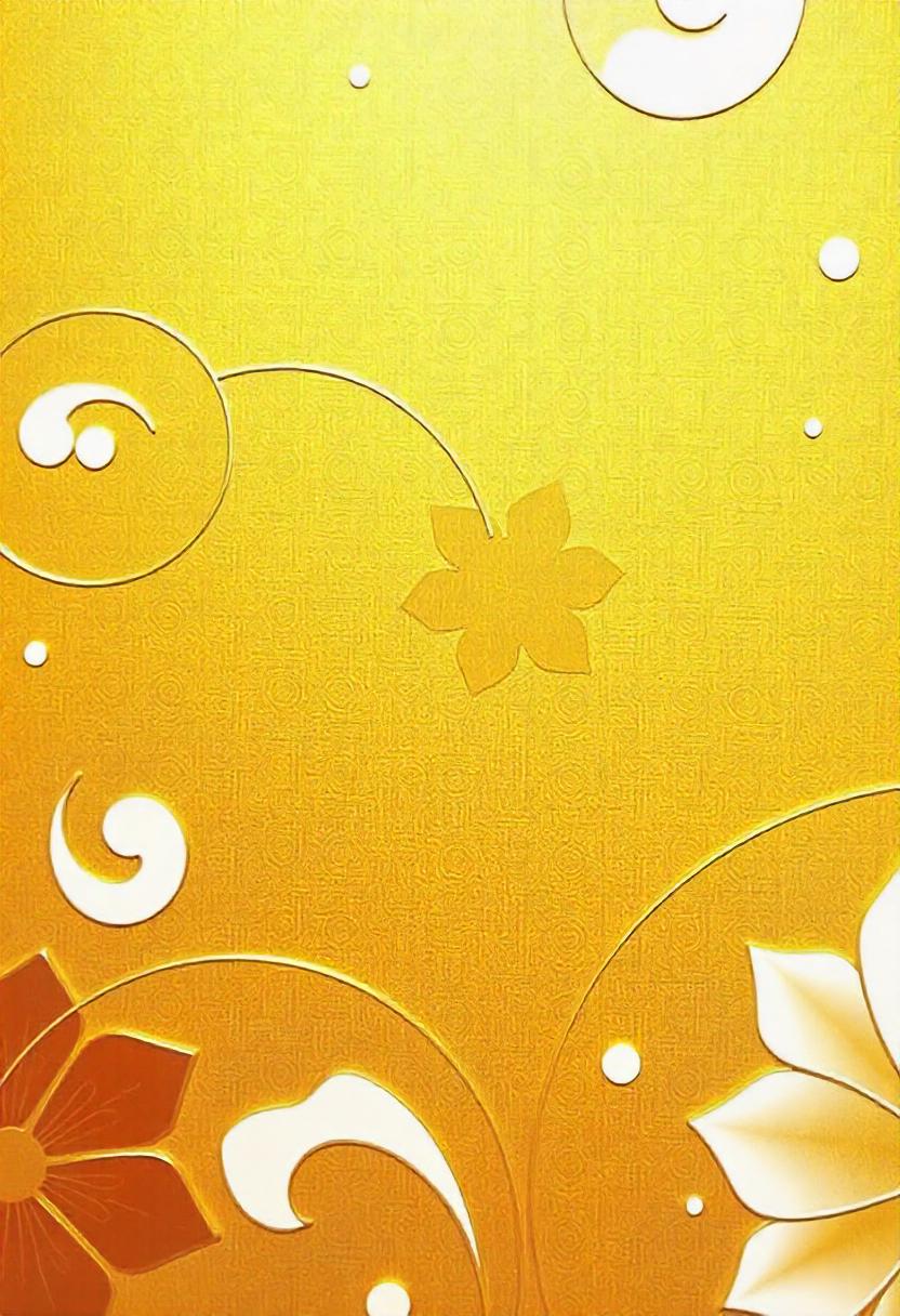 Gold textured surface with white and red flowers Gold textured surface with white and red flowers