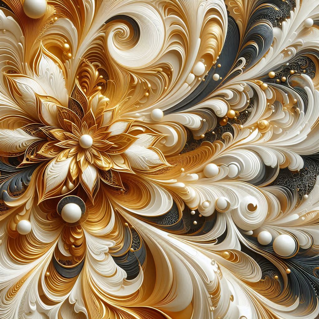 A intricate paper flower with gold accents A intricate paper flower with gold accents