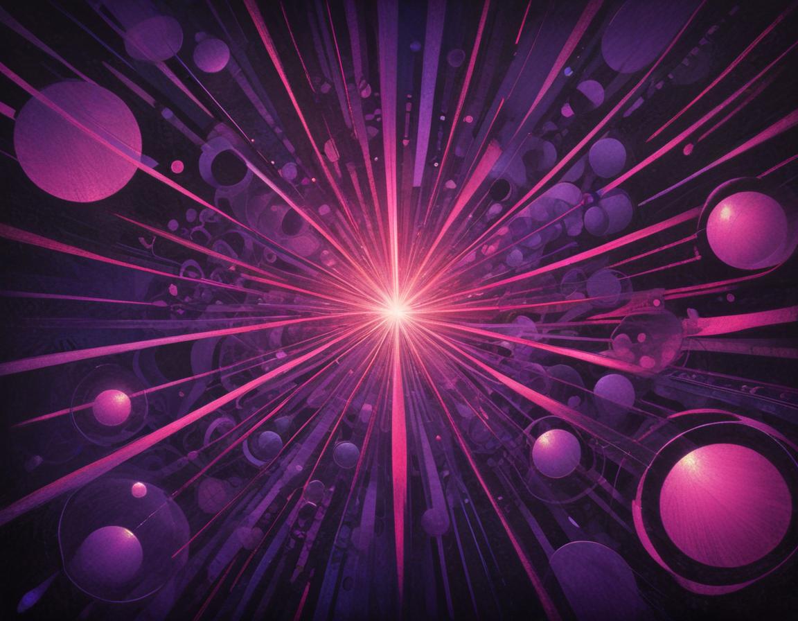 Pink and purple lights radiate from a bright center Pink and purple lights radiate from a bright center
