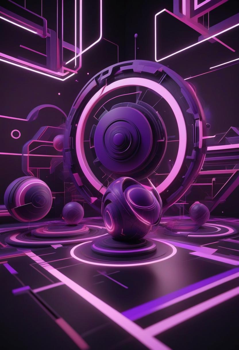 A glowing purple sphere sits in a futuristic landscape A glowing purple sphere sits in a futuristic landscape