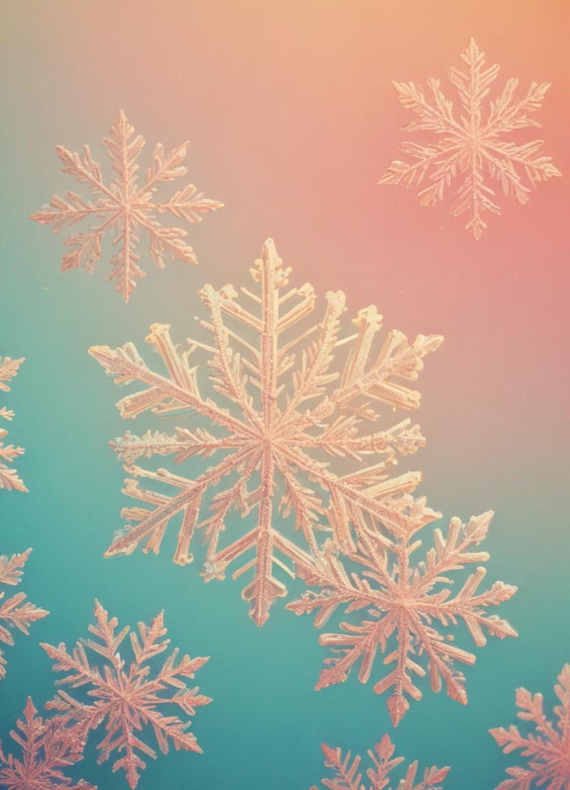 Snowflakes on Pink Gradient Background Snowflakes on Pink Gradient Background