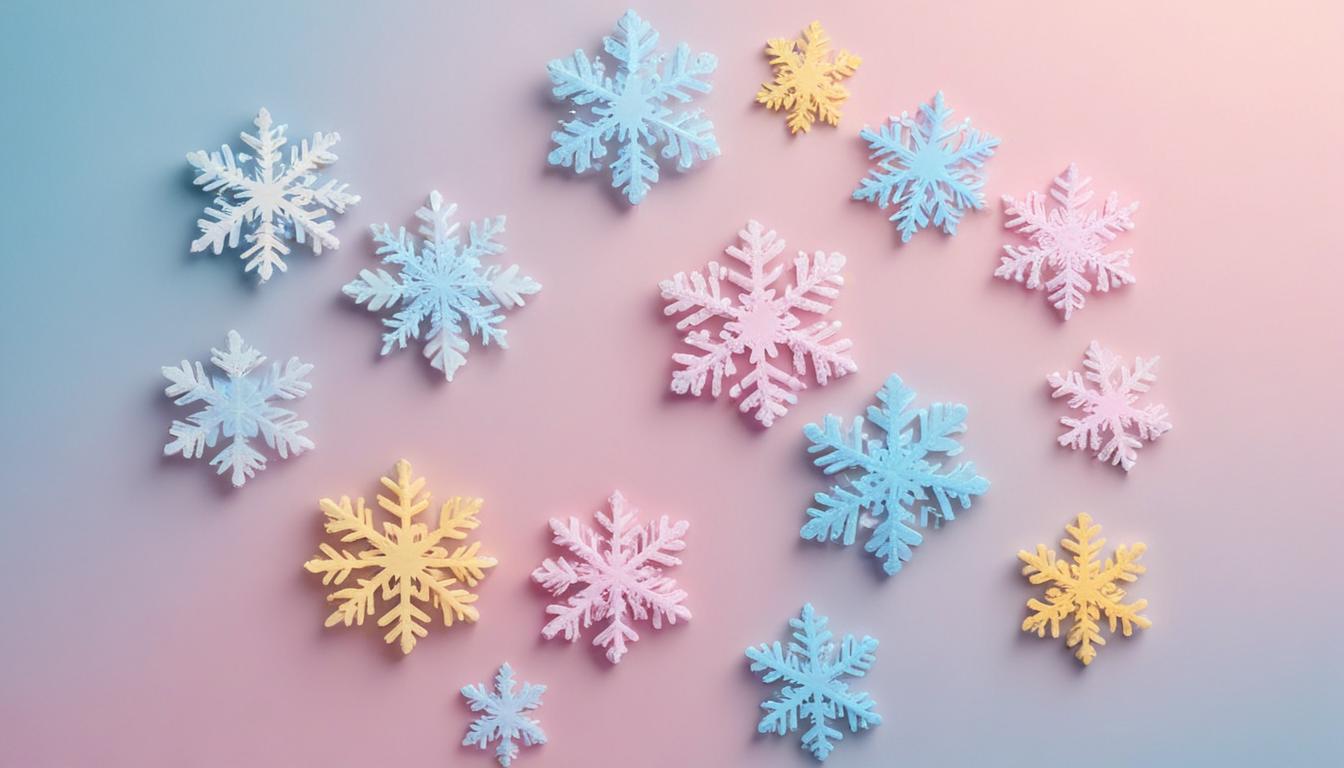 Colorful snowflakes on a pastel background Colorful snowflakes on a pastel background