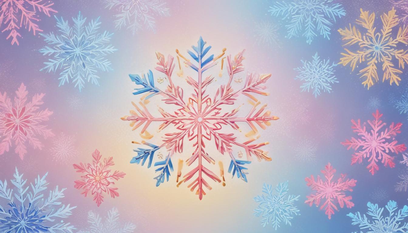 A big pastel snowflake with smaller ones around A big pastel snowflake with smaller ones around
