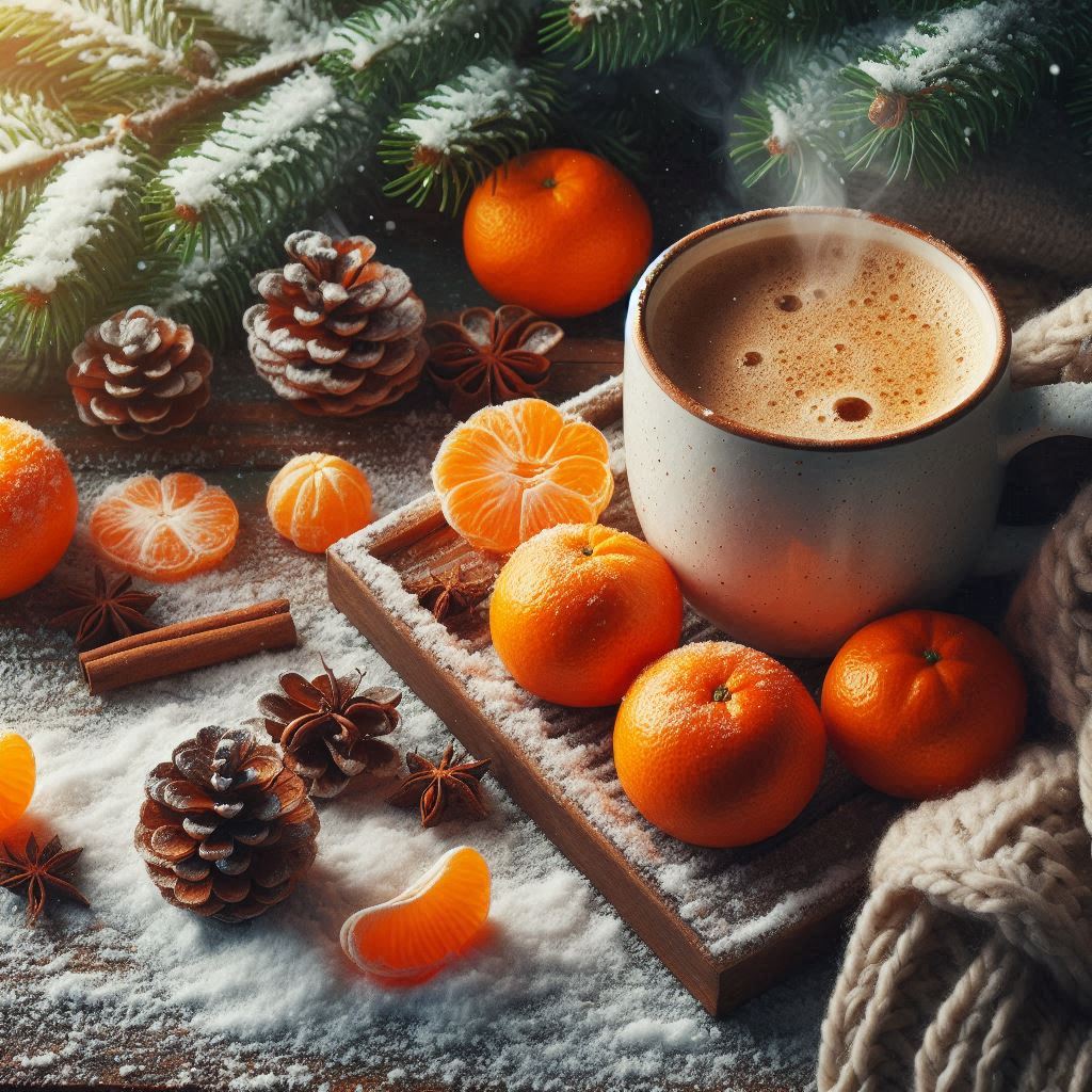 A warm cup of coffee on a snowy day A warm cup of coffee on a snowy day