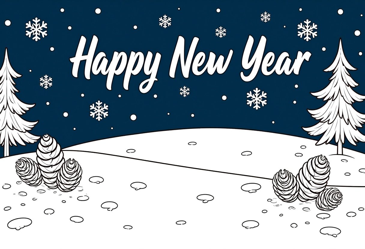 Happy new year from a snowy landscape Happy new year from a snowy landscape