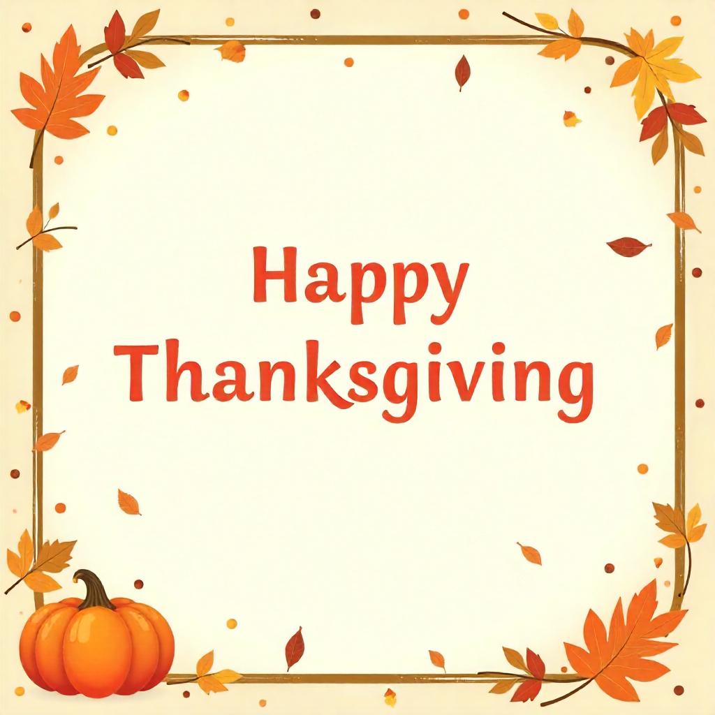 Happy thanksgiving with a pumpkin and fall leaves Happy thanksgiving with a pumpkin and fall leaves