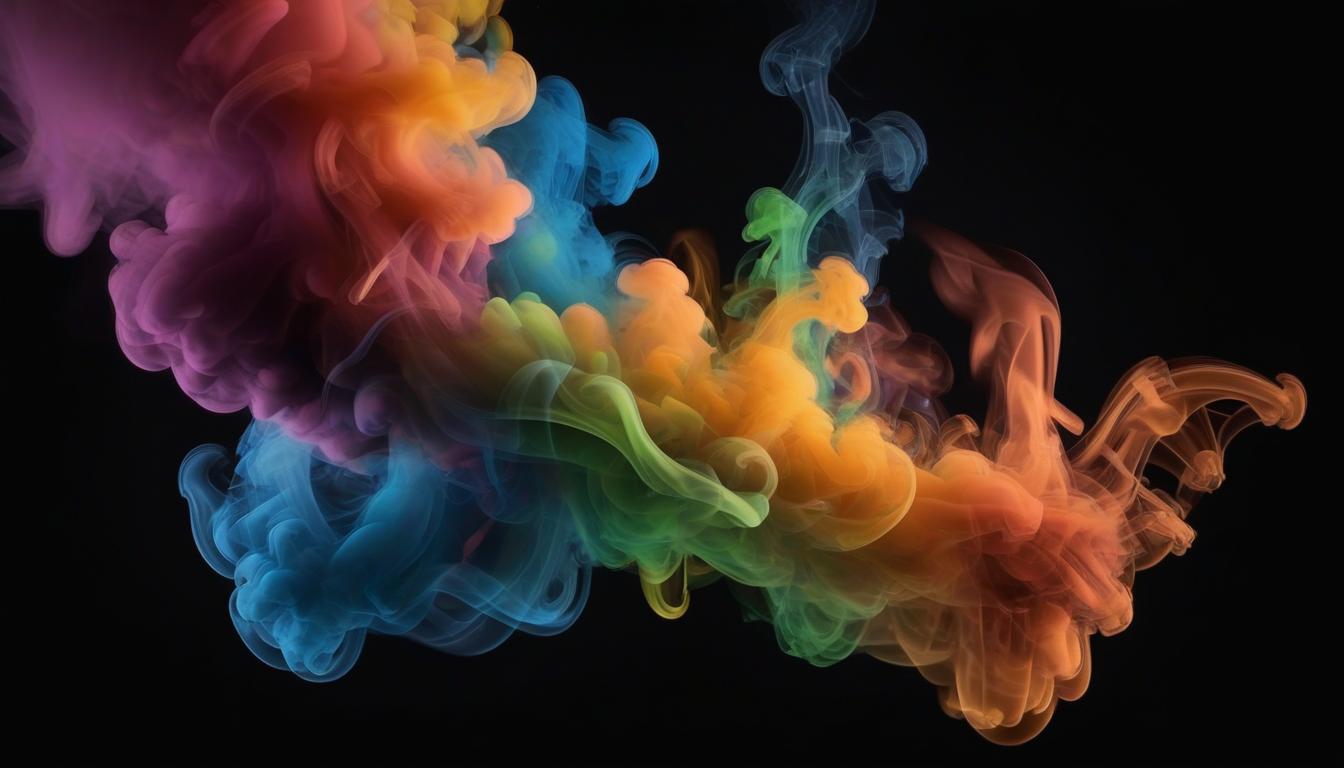 Colorful ink swirls in a dark studio Colorful ink swirls in a dark studio