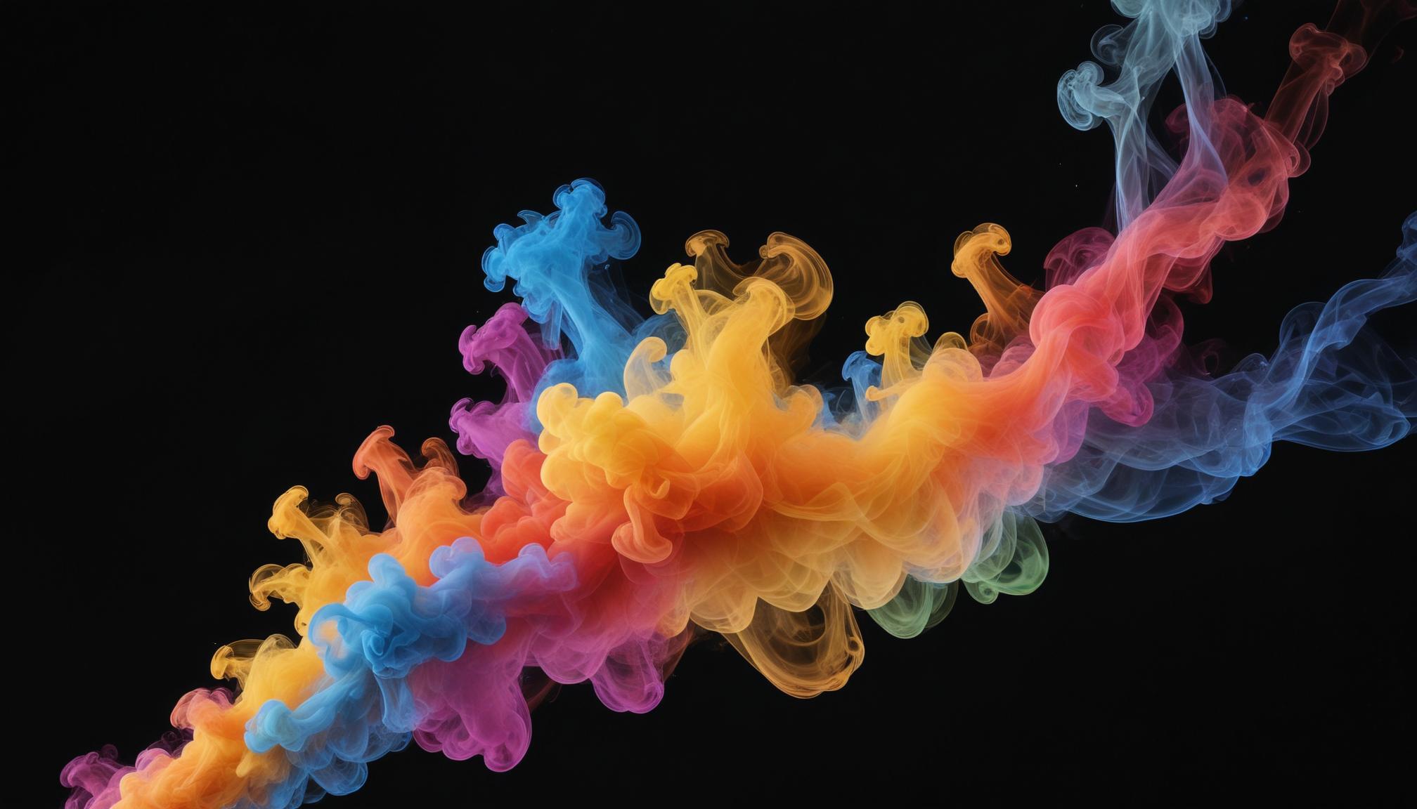 Colorful ink swirls in a dark studio Colorful ink swirls in a dark studio